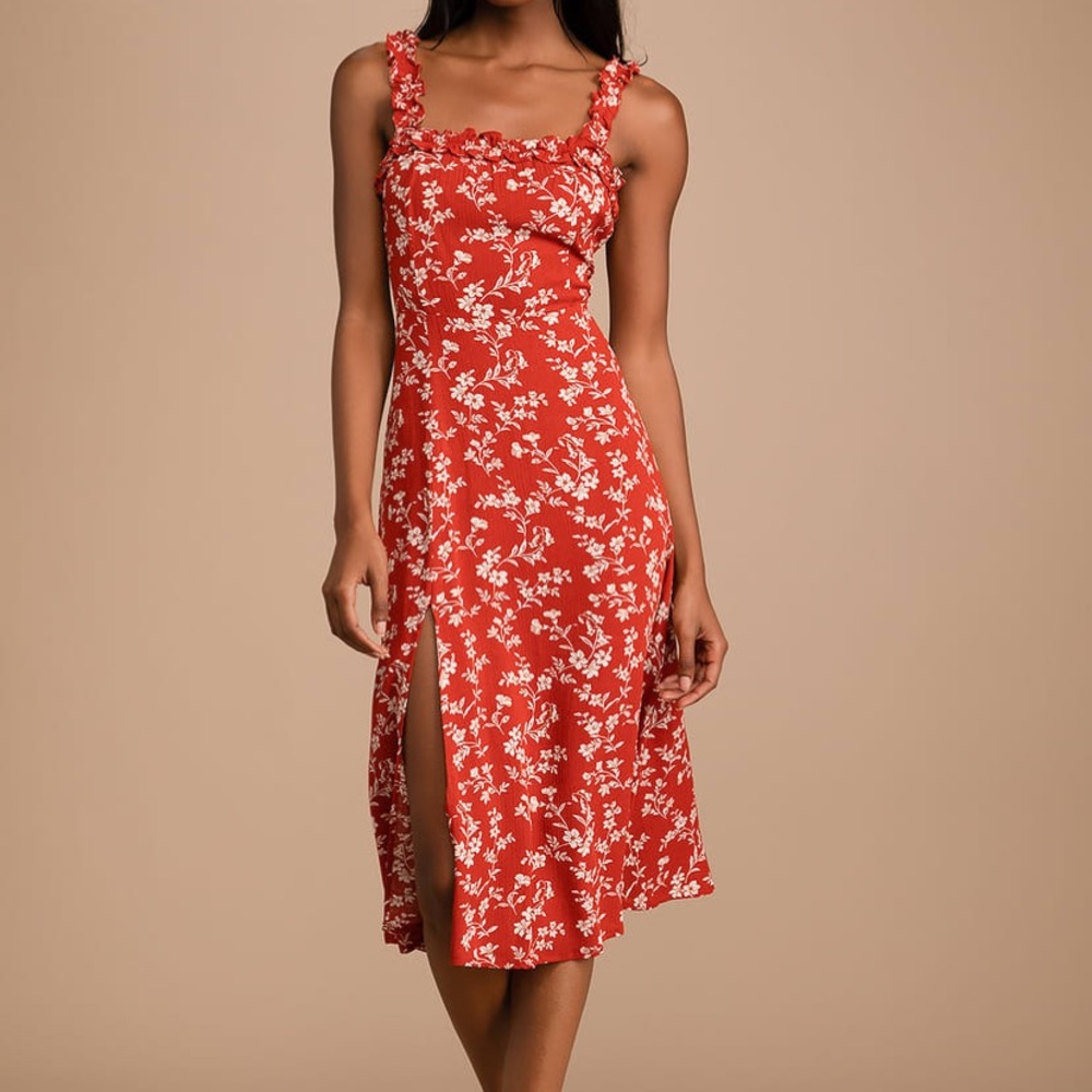 Lulus Floral Print Midi Dress